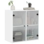 Mueble de pared con puertas de vidrio blanco 68x37x68,5 cm en Taquillas y armarios de almacenamiento | Comprar online en Foro24