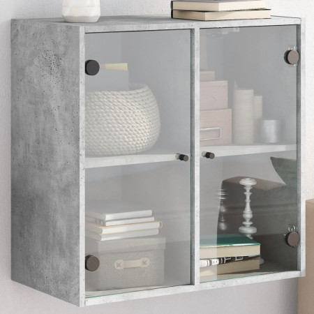 Mueble de pared puertas de vidrio gris hormigón 68x37x68,5 cm en Taquillas y armarios de almacenamiento | Comprar online en Foro