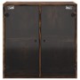 Mueble de pared puertas de vidrio roble ahumado 68x37x68,5 cm