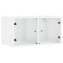 Mueble de pared con puertas de vidrio blanco 68,5x37x35 cm