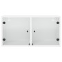 Mueble de pared con puertas de vidrio blanco 68,5x37x35 cm
