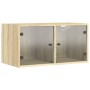 Mueble pared puertas de vidrio 2 uds roble Sonoma 68,5x37x35 cm
