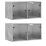 Mueble pared puertas vidrio 2 uds gris hormigón 68,5x37x35 cm en Taquillas y armarios de almacenamiento | Comprar online en Foro