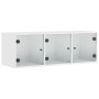 Mueble de pared con puertas de vidrio blanco 102x37x35 cm