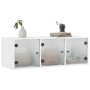 Mueble de pared con puertas de vidrio blanco 102x37x35 cm
