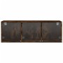 Mueble de pared puertas de vidrio roble ahumado 102x37x35 cm