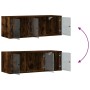 Mueble de pared puertas de vidrio roble ahumado 102x37x35 cm
