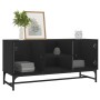 Mueble de TV con puertas de vidrio negro 102x37x50 cm en Muebles TV | Comprar online en Foro24