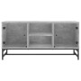 Mueble de TV con puertas de vidrio gris hormigón 102x37x50 cm