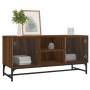 Mueble de TV con puertas de vidrio marrón roble 102x37x50 cm