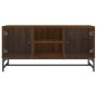 Mueble de TV con puertas de vidrio marrón roble 102x37x50 cm