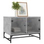 Mesa de centro puertas de vidrio gris hormigón 68,5x50x50 cm