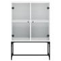 Armario auxiliar con puertas de vidrio blanco 69x37x100 cm