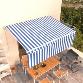 Toldo automático retráctil con persiana azul y blanco 4,5x3 m Toldo automático retráctil con persiana azul y blanco 4,5x3 m