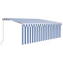 Toldo automático retráctil con persiana azul y blanco 4,5x3 m