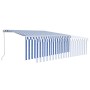 Toldo automático retráctil con persiana azul y blanco 4,5x3 m