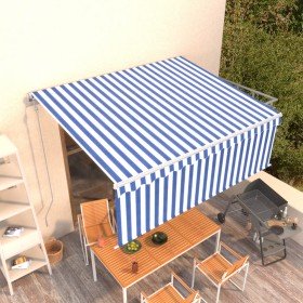 Toldo automático retráctil con persiana azul y blanco 4,5x3 m Toldo automático retráctil con persiana azul y blanco 4,5x3 m