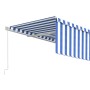 Toldo retráctil manual con persiana azul y blanco 5x3 m