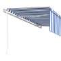 Toldo retráctil automático con persiana azul y blanco 5x3 m