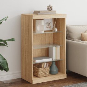 Aparador con luces LED roble Sonoma 60,5x37x100 cm en Aparadores | Comprar online en Foro24