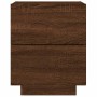 Mesitas de noche luces LED 2 uds madera ingeniería roble marrón