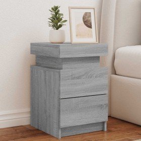Mesitas de noche con luces LED 2 uds gris Sonoma 35x39x55 cm Mesitas de noche con luces LED 2 uds gris Sonoma 35x39x55 cm