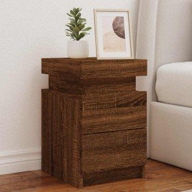 Mesitas de noche con luces LED 2 uds roble marrón 35x39x55 cm