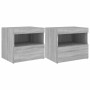 Mesitas de noche con luces LED 2 uds gris Sonoma 50x40x45 cm en Mesitas de noche | Comprar online en Foro24