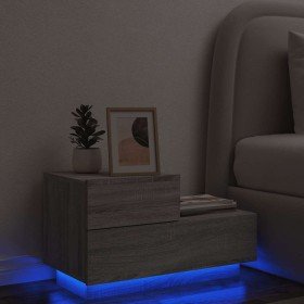 Mesita de noche con luces LED gris Sonoma 70x36x40,5 cm