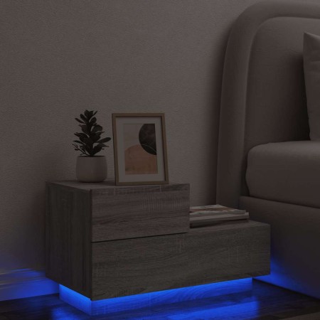 Mesita de noche con luces LED gris Sonoma 70x36x40,5 cm en Mesitas de noche | Comprar online en Foro24