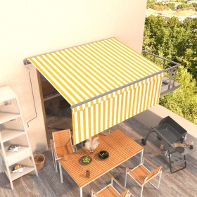 Toldo automático retráctil con persiana amarillo blanco 3x2,5m Toldo automático retráctil con persiana amarillo blanco 3x2,5m