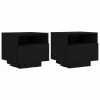 Mesitas de noche con luces LED 2 unidades negro 40x39x37 cm