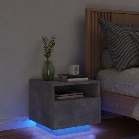 Mesita de noche con luces LED gris hormigón 40x39x37 cm en Mesitas de noche | Comprar online en Foro24