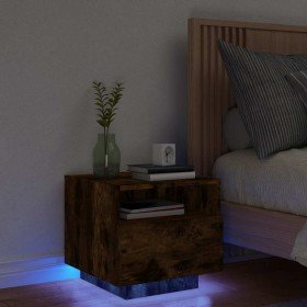 Mesita de noche con luces LED roble ahumado 40x39x37 cm en Mesitas de noche | Comprar online en Foro24