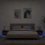 Mesitas de noche con luces LED 2 uds roble ahumado 40x39x37 cm