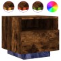 Mesitas de noche con luces LED 2 uds roble ahumado 40x39x37 cm