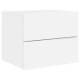 Mesitas de noche de pared con luces LED 2 unidades blanco