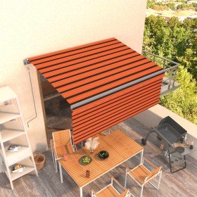 Toldo retráctil automático con persiana naranja y marrón 3x2,5m Toldo retráctil automático con persiana naranja y marrón 3x2,5m