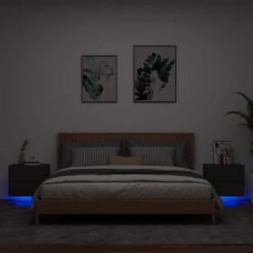 Mesitas de noche de pared con luces LED 2 unidades negro Mesitas de noche de pared con luces LED 2 unidades negro