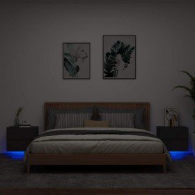 Mesitas de noche de pared con luces LED 2 unidades negro Mesitas de noche de pared con luces LED 2 unidades negro