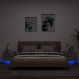 Mesitas de noche de pared con luces LED 2 uds gris hormigón Mesitas de noche de pared con luces LED 2 uds gris hormigón
