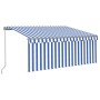 Toldo retráctil manual con persiana y LED azul y blanco 3x2,5 m