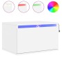 Mesitas de noche de pared con luces LED 2 unidades blanco