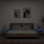 Mesitas de noche de pared con luces LED 2 unidades gris Sonoma
