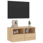 Mueble de TV de pared madera ingeniería roble Sonoma 60x30x30cm en Muebles TV | Comprar online en Foro24