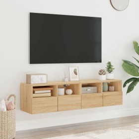 Muebles de TV de pared 2 uds madera roble Sonoma 60x30x30 cm Muebles de TV de pared 2 uds madera roble Sonoma 60x30x30 cm