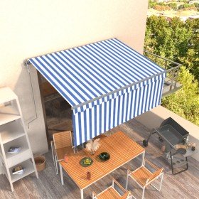 Toldo retráctil automático con persiana azul y blanco 3,5x2,5 m Toldo retráctil automático con persiana azul y blanco 3,5x2,5 m