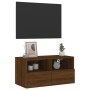 Mueble de pared TV madera ingeniería marrón roble 60x30x30 cm