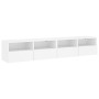 Muebles de pared TV 2 uds madera ingeniería blanco 80x30x30 cm