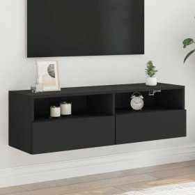 Mueble de pared para TV madera de ingeniería negro 100x30x30 cm Mueble de pared para TV madera de ingeniería negro 100x30x30 cm